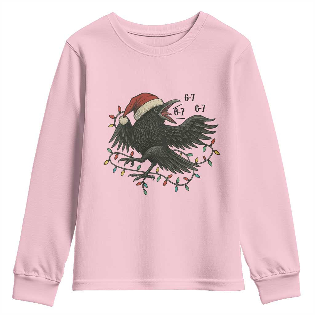 Funny Raven Six Seven Meme Youth Sweatshirt Christmas Gift For Gen Z TS12 Light Pink Print Your Wear