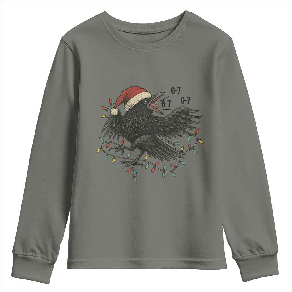 Funny Raven Six Seven Meme Youth Sweatshirt Christmas Gift For Gen Z TS12 Military Green Print Your Wear