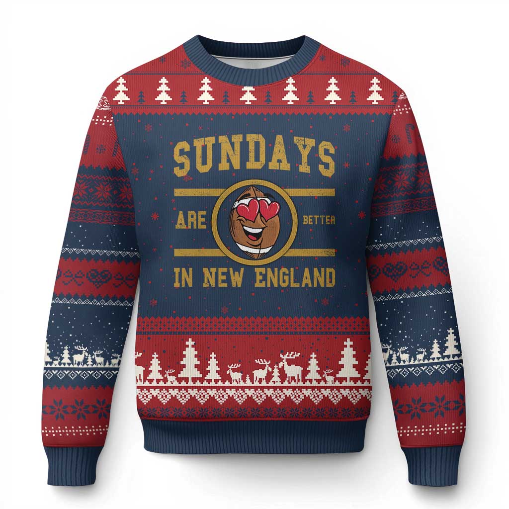 Sundays Are Better In NE Ugly Christmas Sweater Game Day Lover Gift TS12 Navy Red Print Your Wear