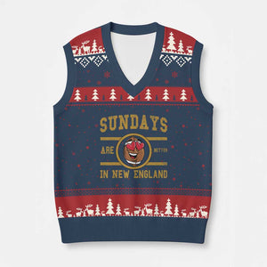 Sundays Are Better In NE V-Neck Knit Sweater Vest Game Day Lover Gift TS12 Navy Red Print Your Wear