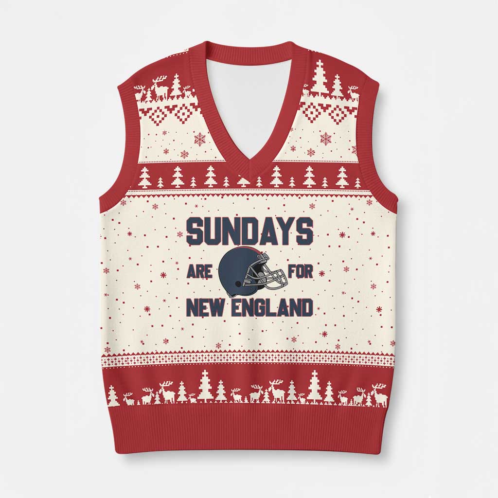 Sundays Are For NE V-Neck Knit Sweater Vest Game Day Lover Gift TS12 Beige Red Print Your Wear