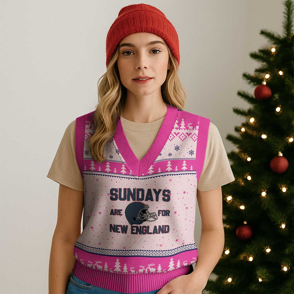 Sundays Are For NE V-Neck Knit Sweater Vest Game Day Lover Gift TS12 Hot Pink Print Your Wear