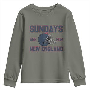 Sundays Are For NE Youth Sweatshirt Game Day Lover Gift TS12 Military Green Print Your Wear