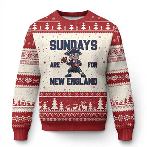 Sundays Are For NE Ugly Christmas Sweater Game Day Sports Fan Gift TS12 Beige Red Print Your Wear