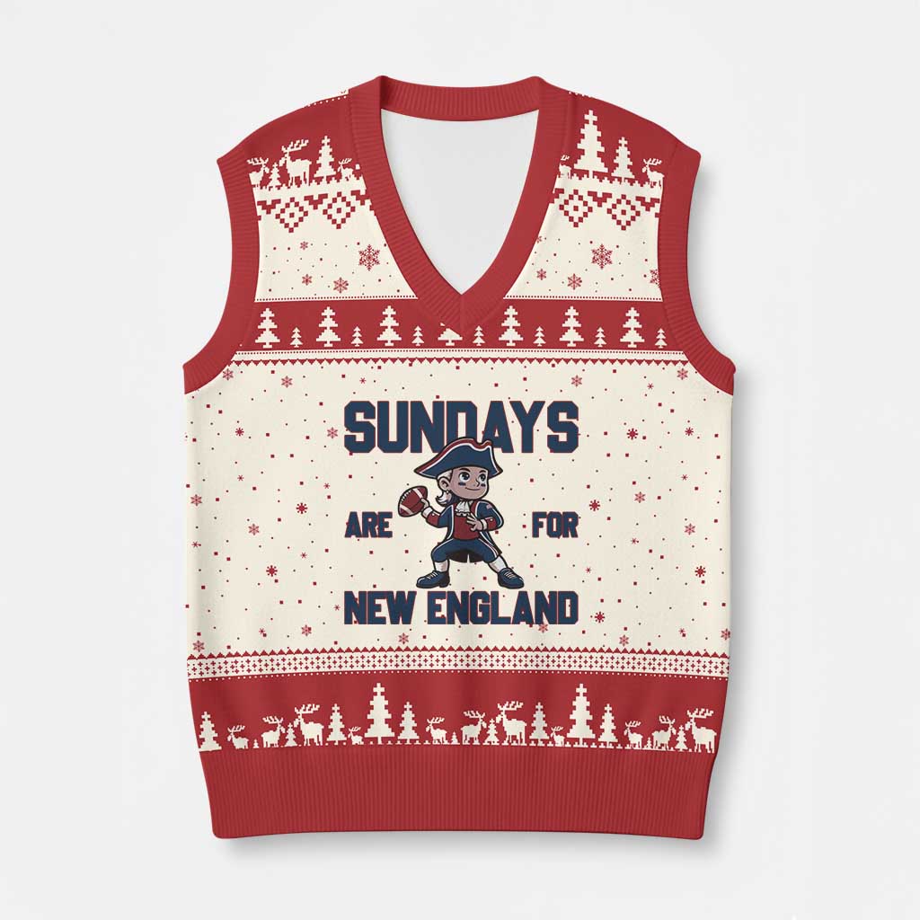 Sundays Are For NE V-Neck Knit Sweater Vest Game Day Sports Fan Gift TS12 Beige Red Print Your Wear