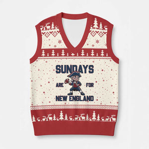 Sundays Are For NE V-Neck Knit Sweater Vest Game Day Sports Fan Gift TS12 Beige Red Print Your Wear