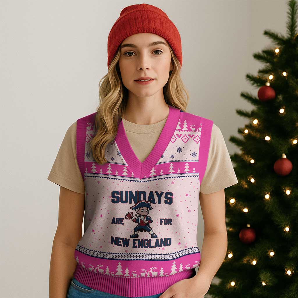 Sundays Are For NE V-Neck Knit Sweater Vest Game Day Sports Fan Gift TS12 Hot Pink Print Your Wear
