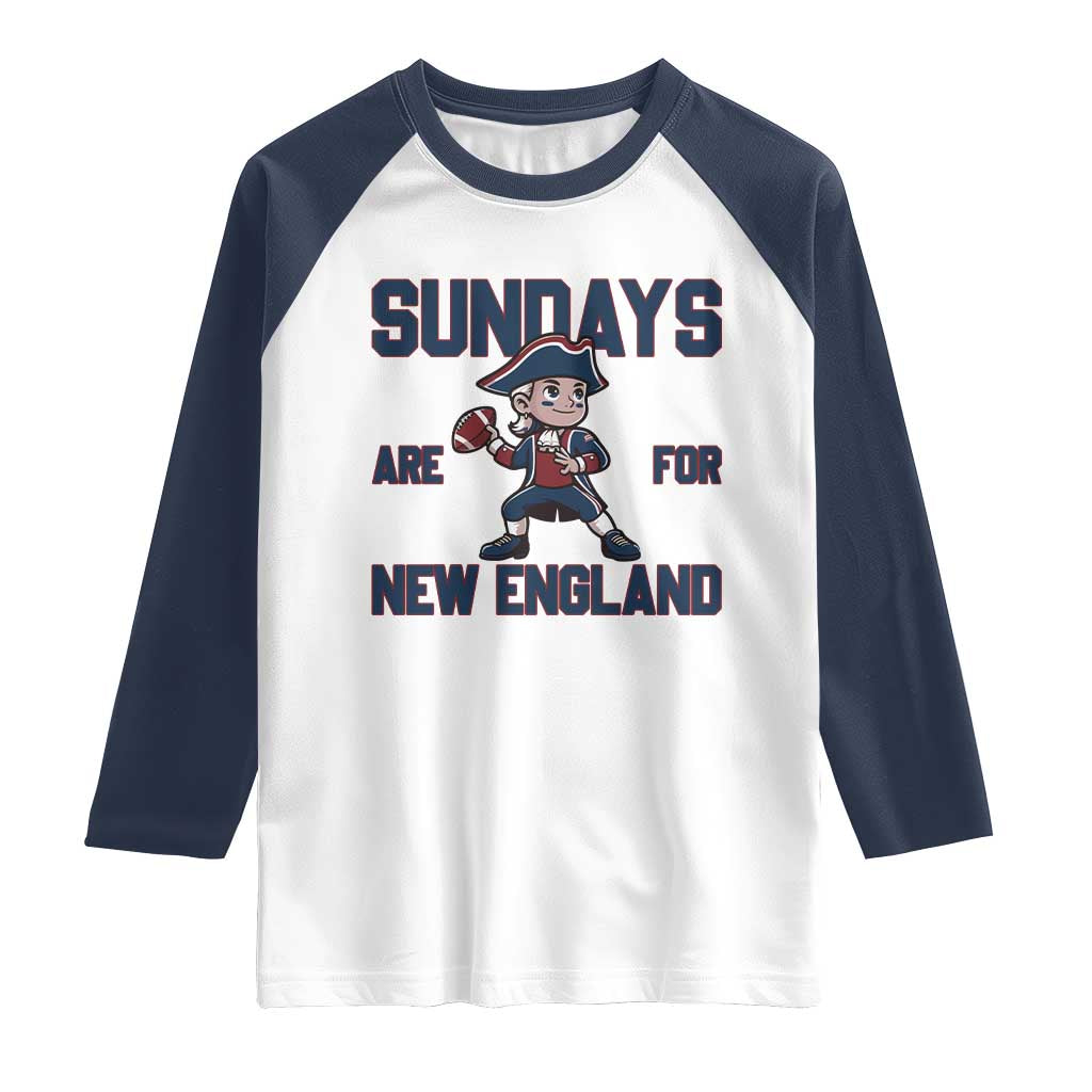 Sundays Are For NE Raglan Shirt Game Day Sports Fan Gift TS12 White Navy Print Your Wear