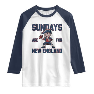 Sundays Are For NE Raglan Shirt Game Day Sports Fan Gift TS12 White Navy Print Your Wear