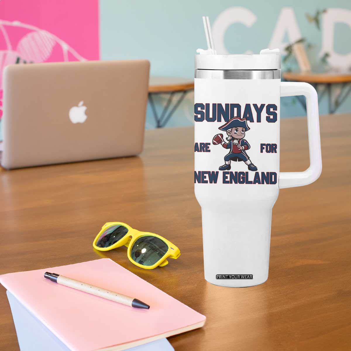 Sundays Are For NE Tumbler With Handle Game Day Sports Fan Gift TS12 Print Your Wear