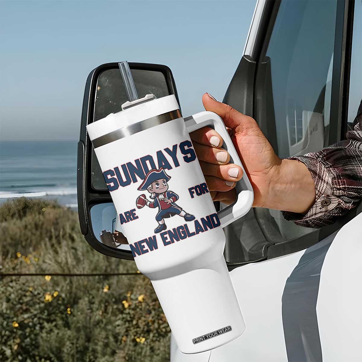 Sundays Are For NE Tumbler With Handle Game Day Sports Fan Gift TS12 Print Your Wear