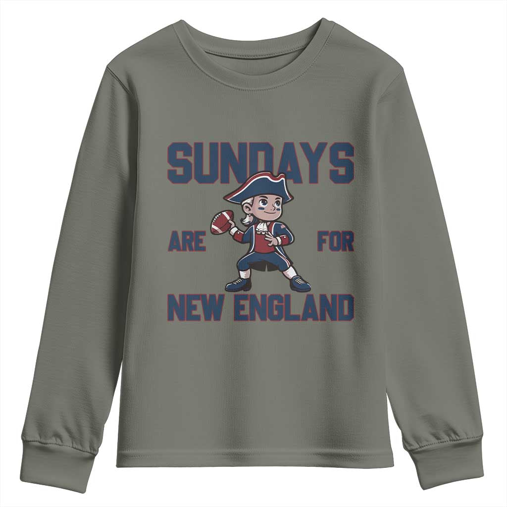 Sundays Are For NE Youth Sweatshirt Game Day Sports Fan Gift TS12 Military Green Print Your Wear