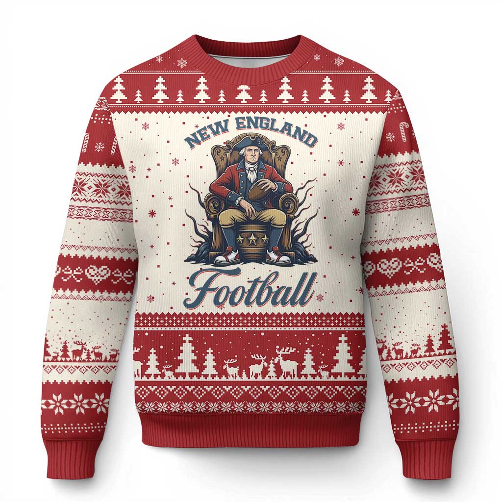 Funny George Washington NE Football Lover Gift Ugly Christmas Sweater TS12 Beige Red Print Your Wear