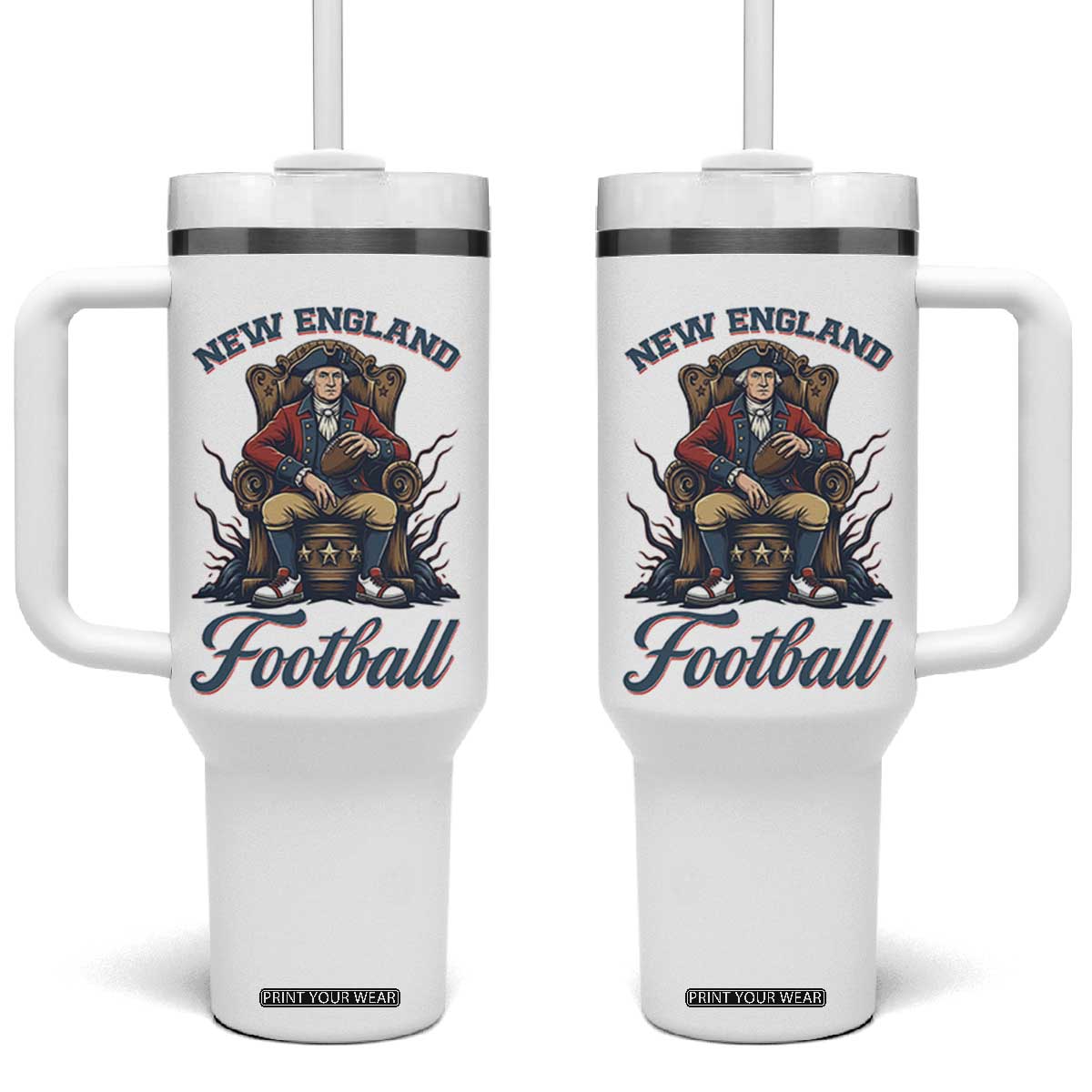 Funny George Washington NE Football Lover Gift Tumbler With Handle TS12 One Size: 40 oz White Print Your Wear
