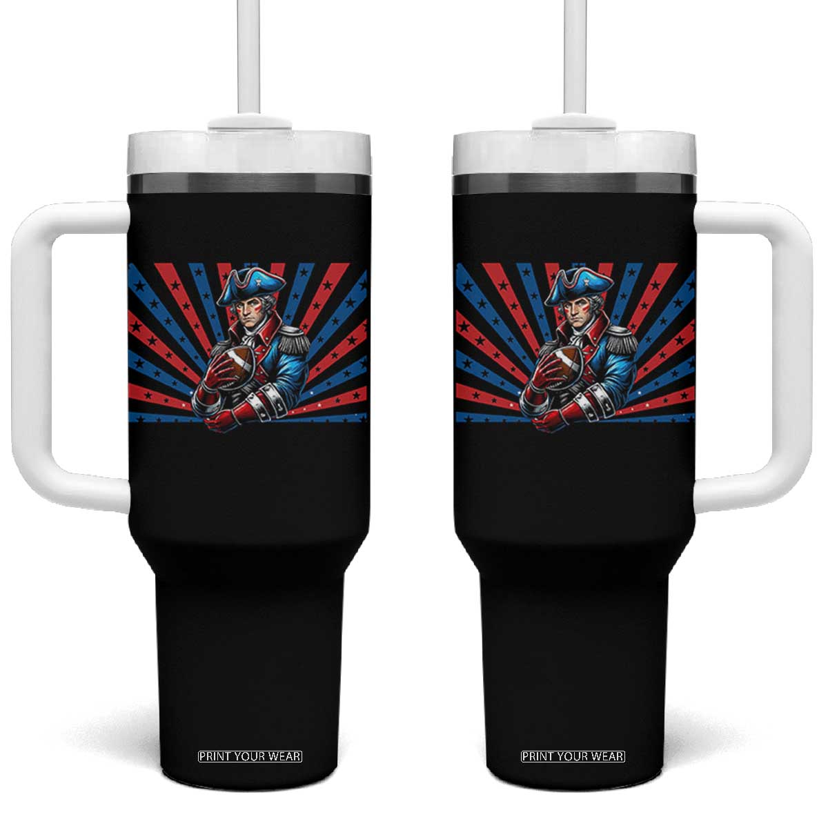 Vintage George Washington Football Tumbler With Handle NE Pride Gift TS12 One Size: 40 oz Black Print Your Wear