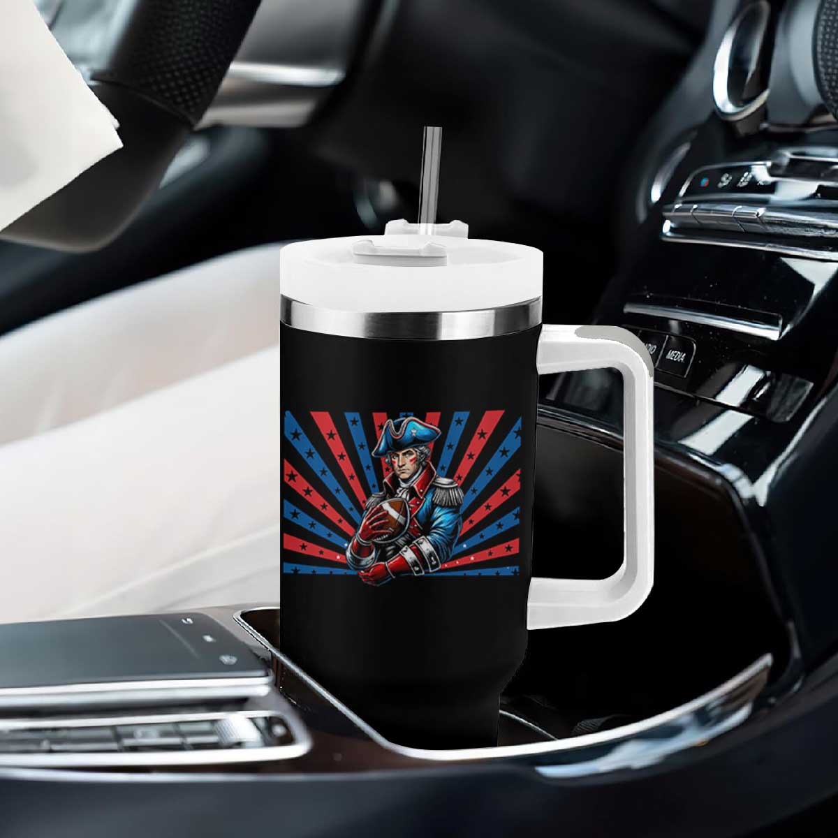 Vintage George Washington Football Tumbler With Handle NE Pride Gift TS12 Print Your Wear