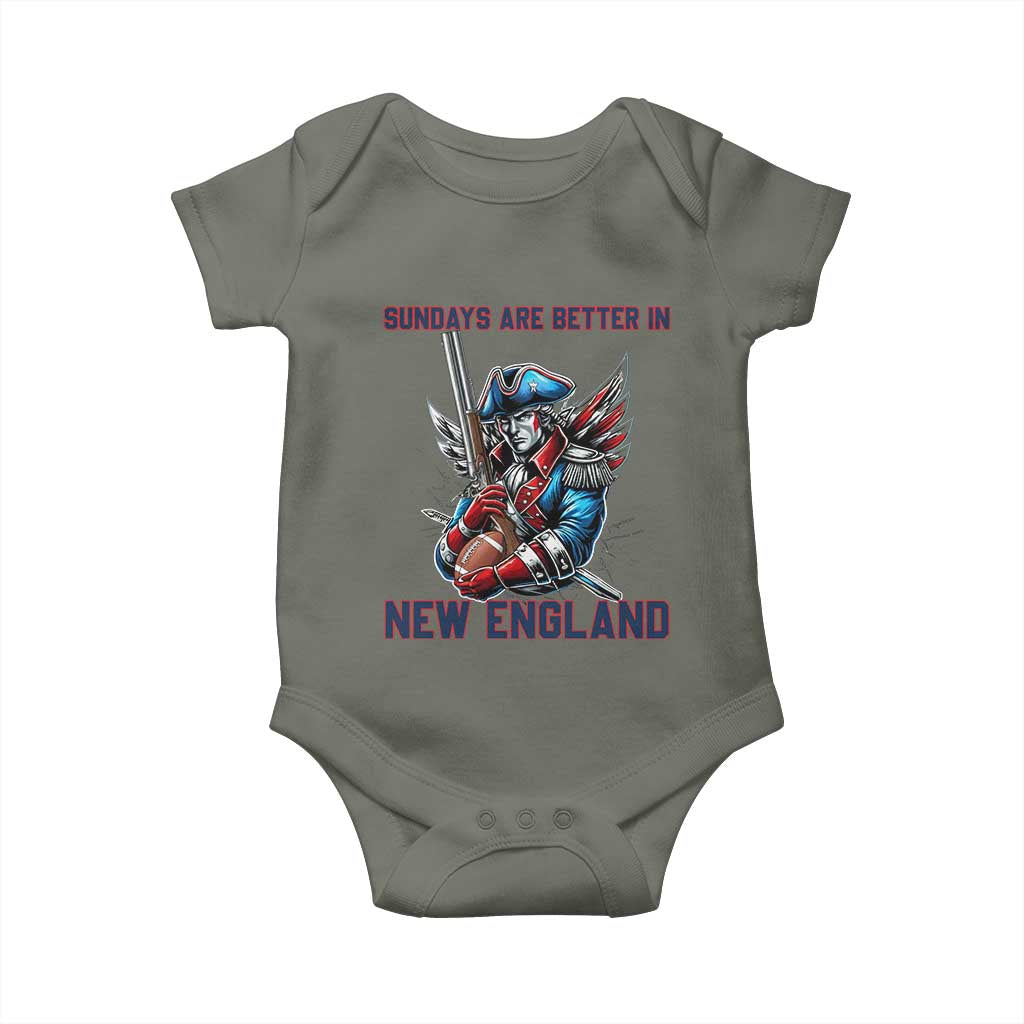 Funny George Washington Football Lover Gift Baby Onesie Sundays Are Better In New England TS12 Military Green Print Your Wear