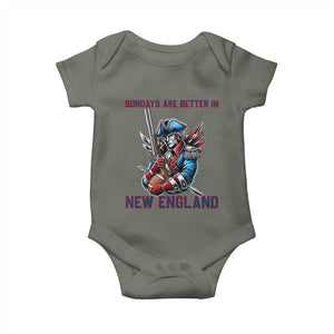 Funny George Washington Football Lover Gift Baby Onesie Sundays Are Better In New England TS12 Military Green Print Your Wear
