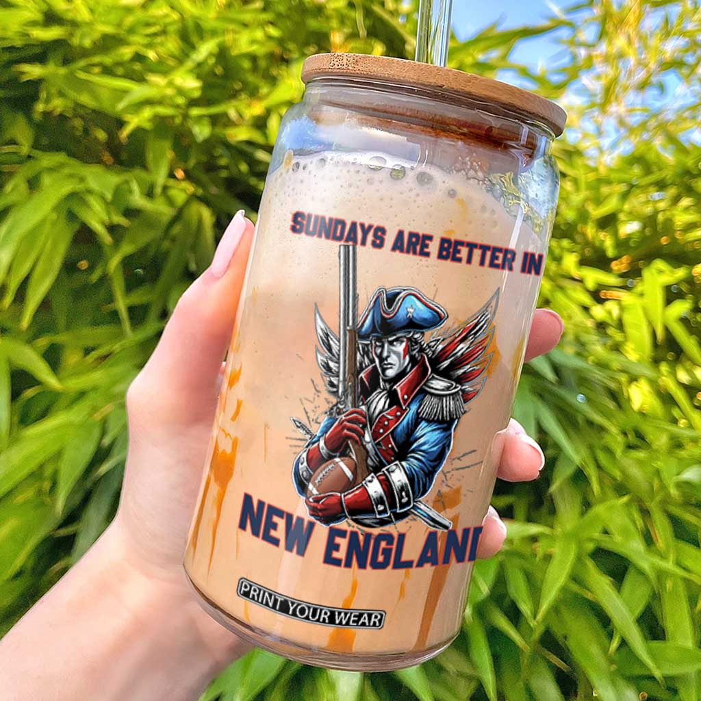 Funny George Washington Football Lover Gift Glass Can Sundays Are Better In New England TS12 White Print Your Wear