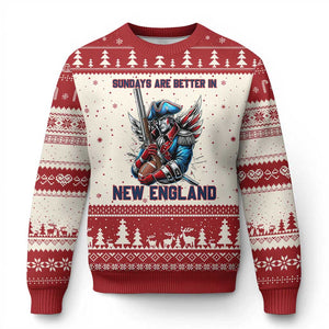 Funny George Washington Football Lover Gift Ugly Christmas Sweater Sundays Are Better In New England TS12 Beige Red Print Your Wear