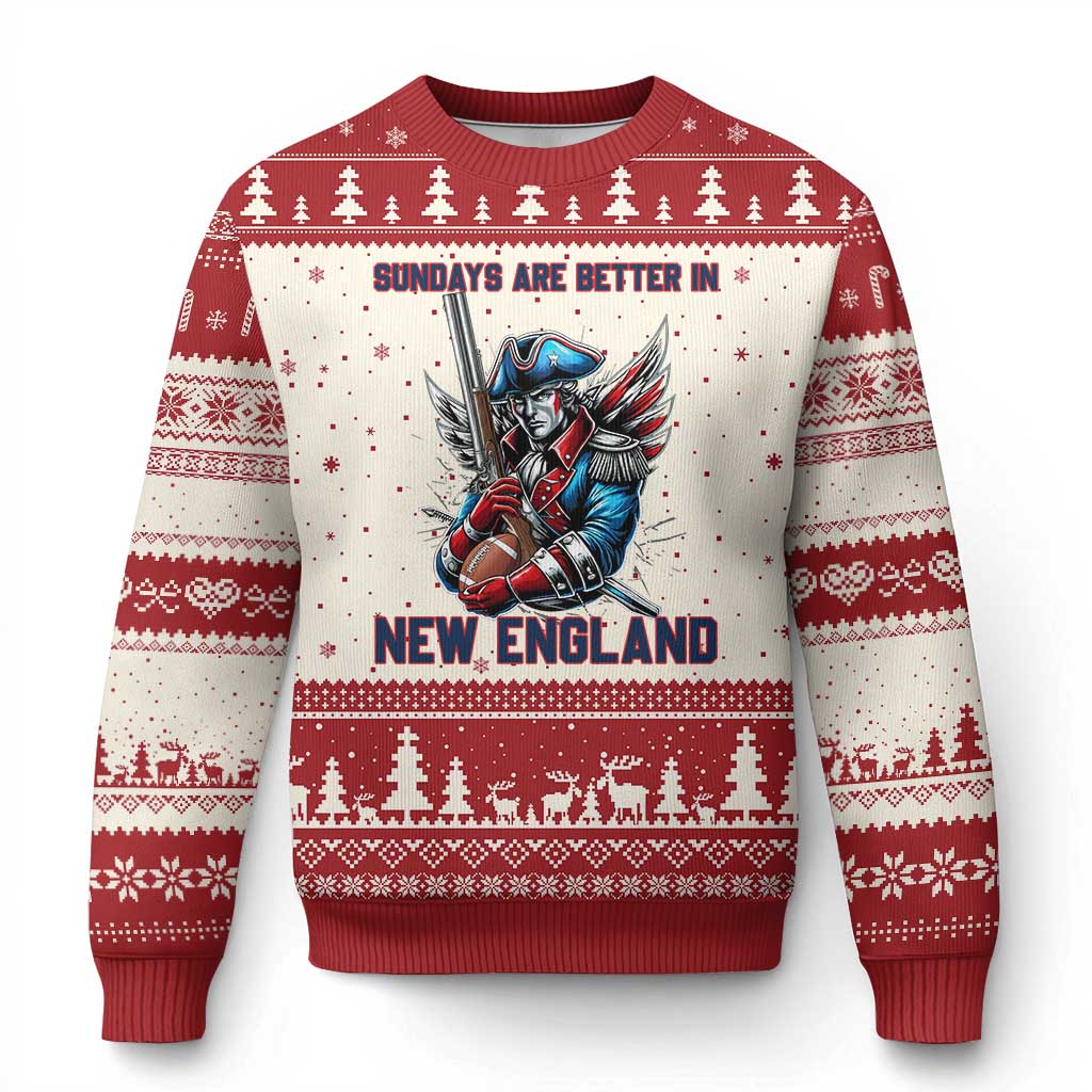 Funny George Washington Football Lover Gift Ugly Christmas Sweater Sundays Are Better In New England TS12 Beige Red Print Your Wear