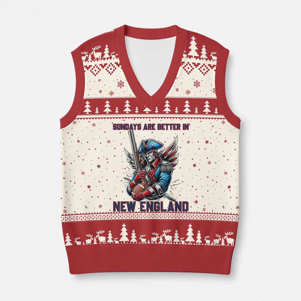 Funny George Washington Football Lover Gift V-Neck Knit Sweater Vest Sundays Are Better In New England TS12 Beige Red Print Your Wear