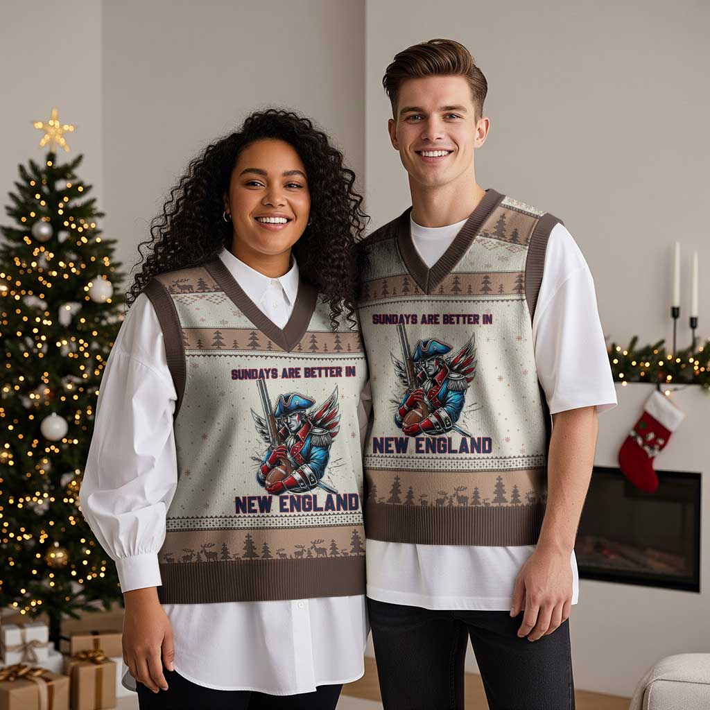 Funny George Washington Football Lover Gift V-Neck Knit Sweater Vest Sundays Are Better In New England TS12 Mocha Mousse Print Your Wear