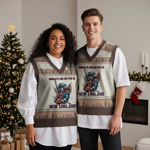 Funny George Washington Football Lover Gift V-Neck Knit Sweater Vest Sundays Are Better In New England TS12 Mocha Mousse Print Your Wear