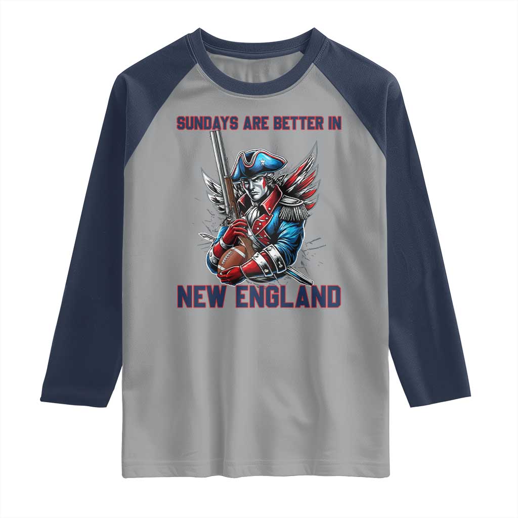 Funny George Washington Football Lover Gift Raglan Shirt Sundays Are Better In New England TS12 Sport Gray Navy Print Your Wear