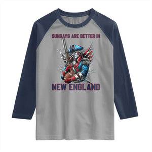 Funny George Washington Football Lover Gift Raglan Shirt Sundays Are Better In New England TS12 Sport Gray Navy Print Your Wear