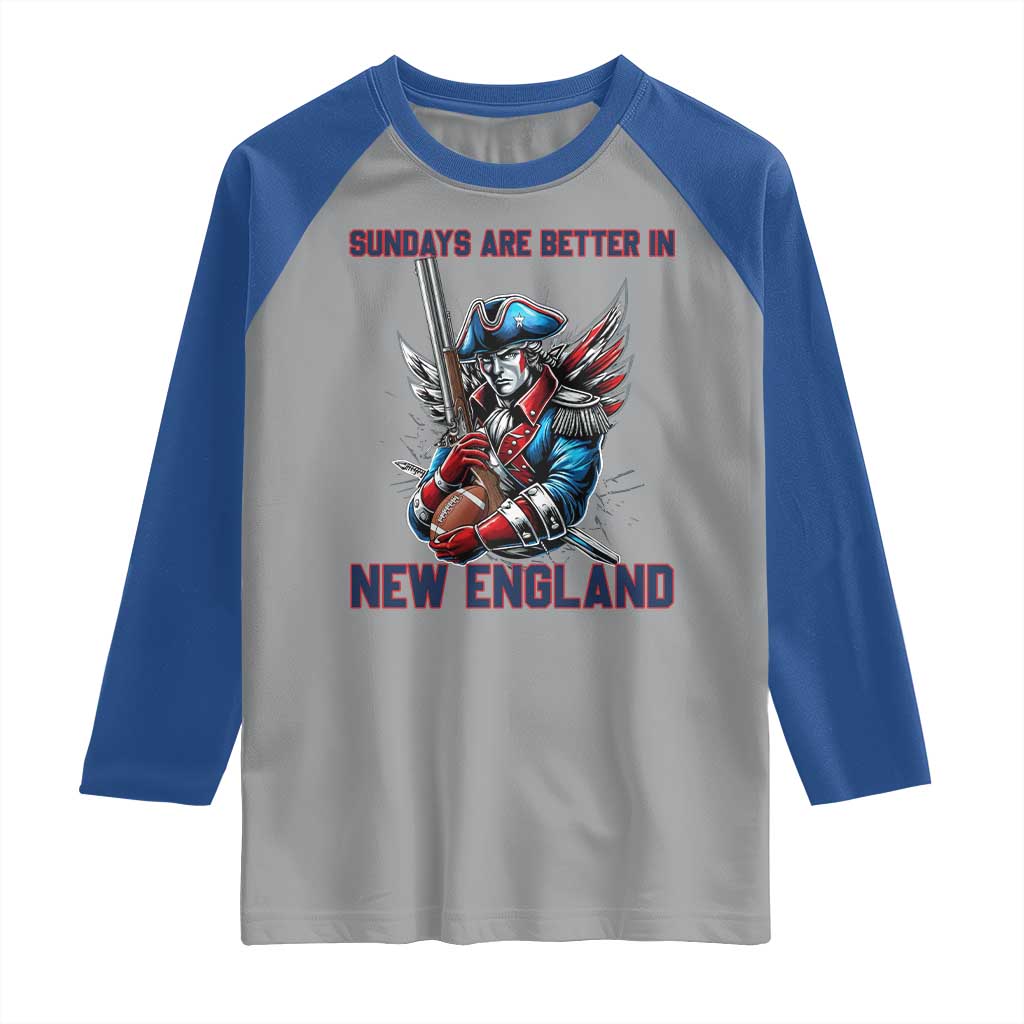 Funny George Washington Football Lover Gift Raglan Shirt Sundays Are Better In New England TS12 Sport Gray Royal Print Your Wear