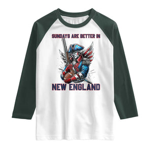 Funny George Washington Football Lover Gift Raglan Shirt Sundays Are Better In New England TS12 White Dark Forest Green Print Your Wear
