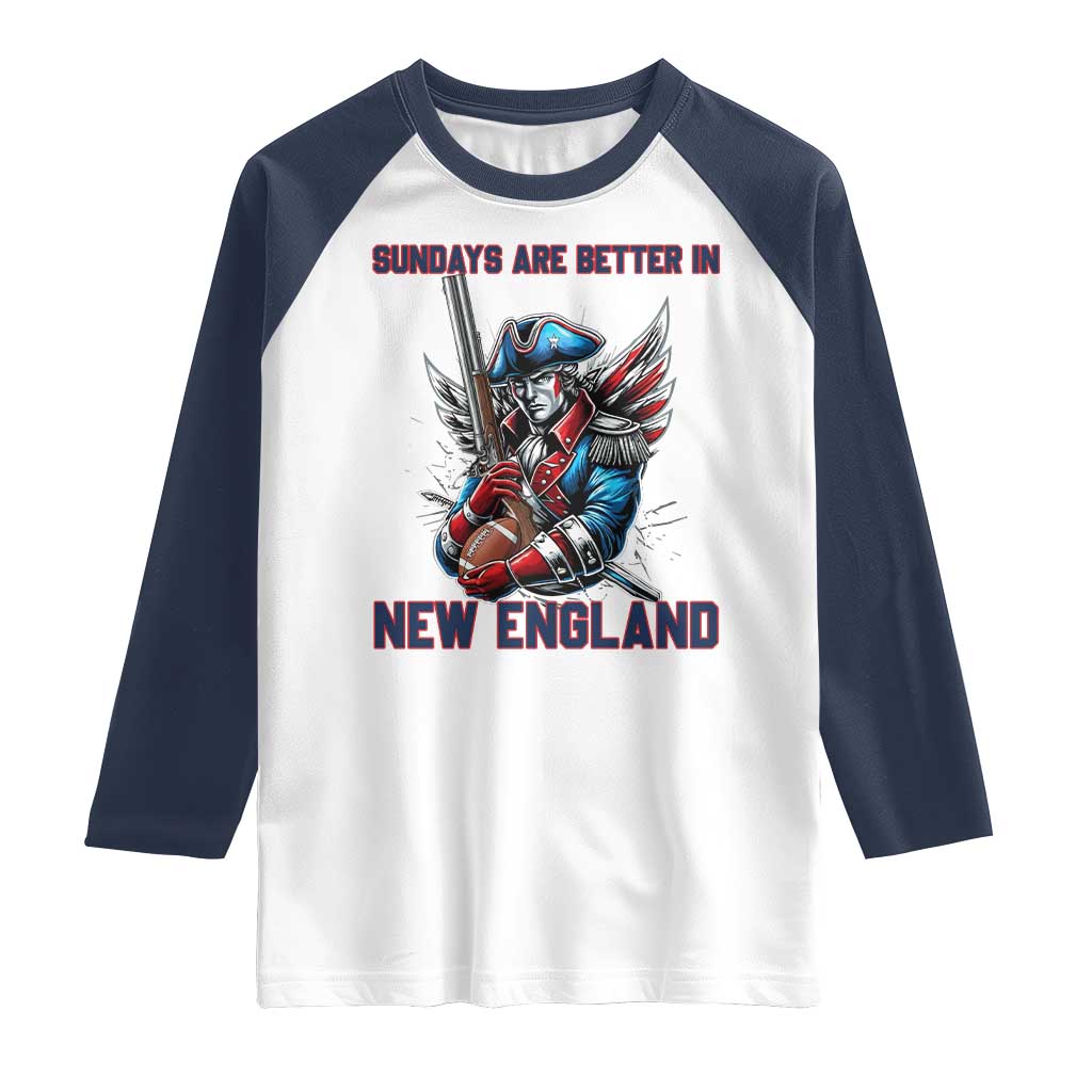 Funny George Washington Football Lover Gift Raglan Shirt Sundays Are Better In New England TS12 White Navy Print Your Wear