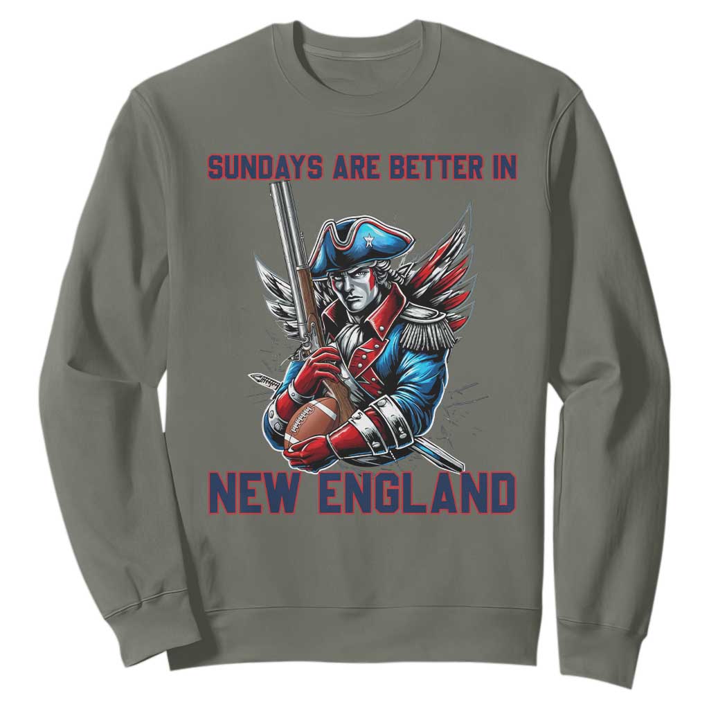 Funny George Washington Football Lover Gift Sweatshirt Sundays Are Better In New England TS12 Military Green Print Your Wear
