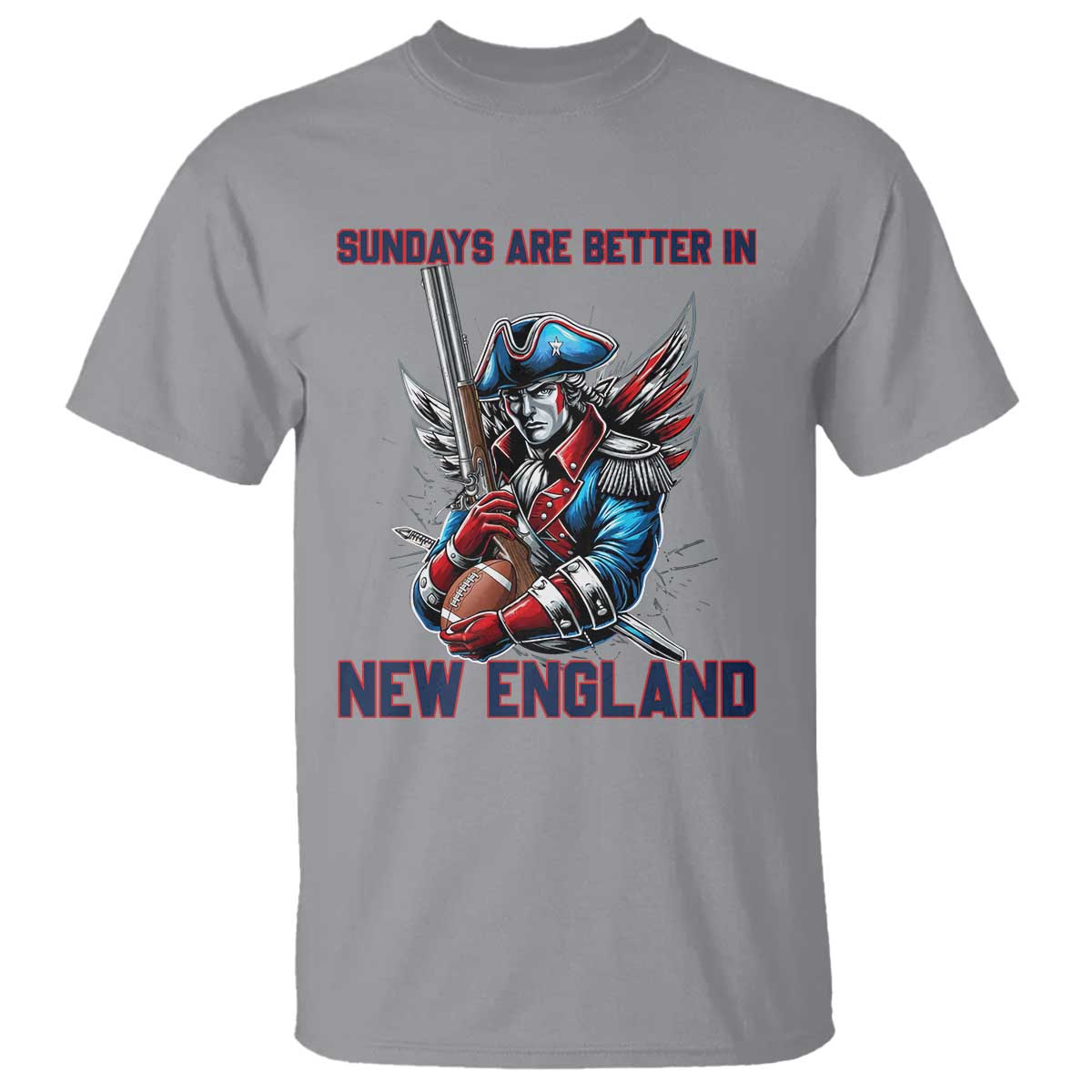 Funny George Washington Football Lover Gift T Shirt Sundays Are Better In New England TS12 Sport Gray Print Your Wear