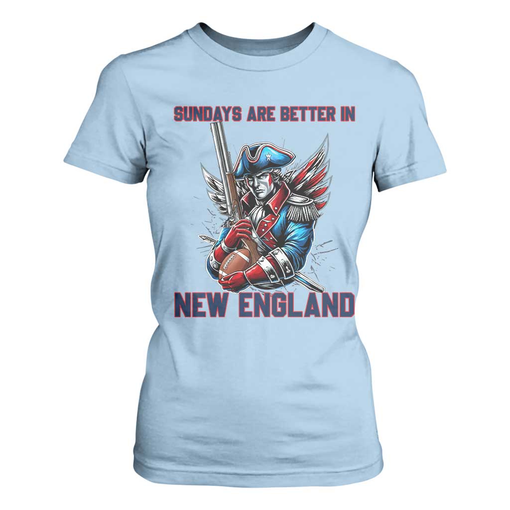 Funny George Washington Football Lover Gift T Shirt For Women Sundays Are Better In New England TS12 Light Blue Print Your Wear