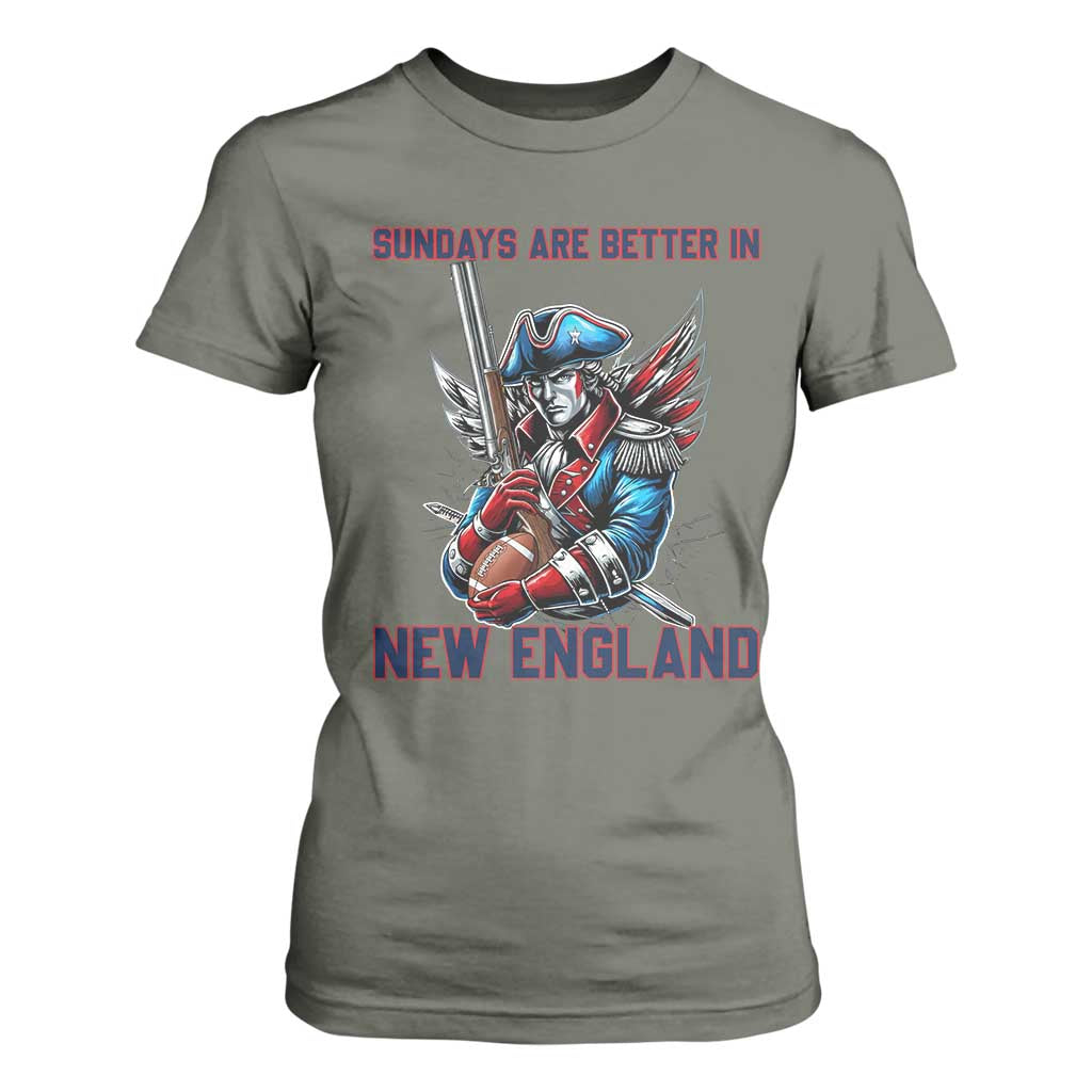 Funny George Washington Football Lover Gift T Shirt For Women Sundays Are Better In New England TS12 Military Green Print Your Wear