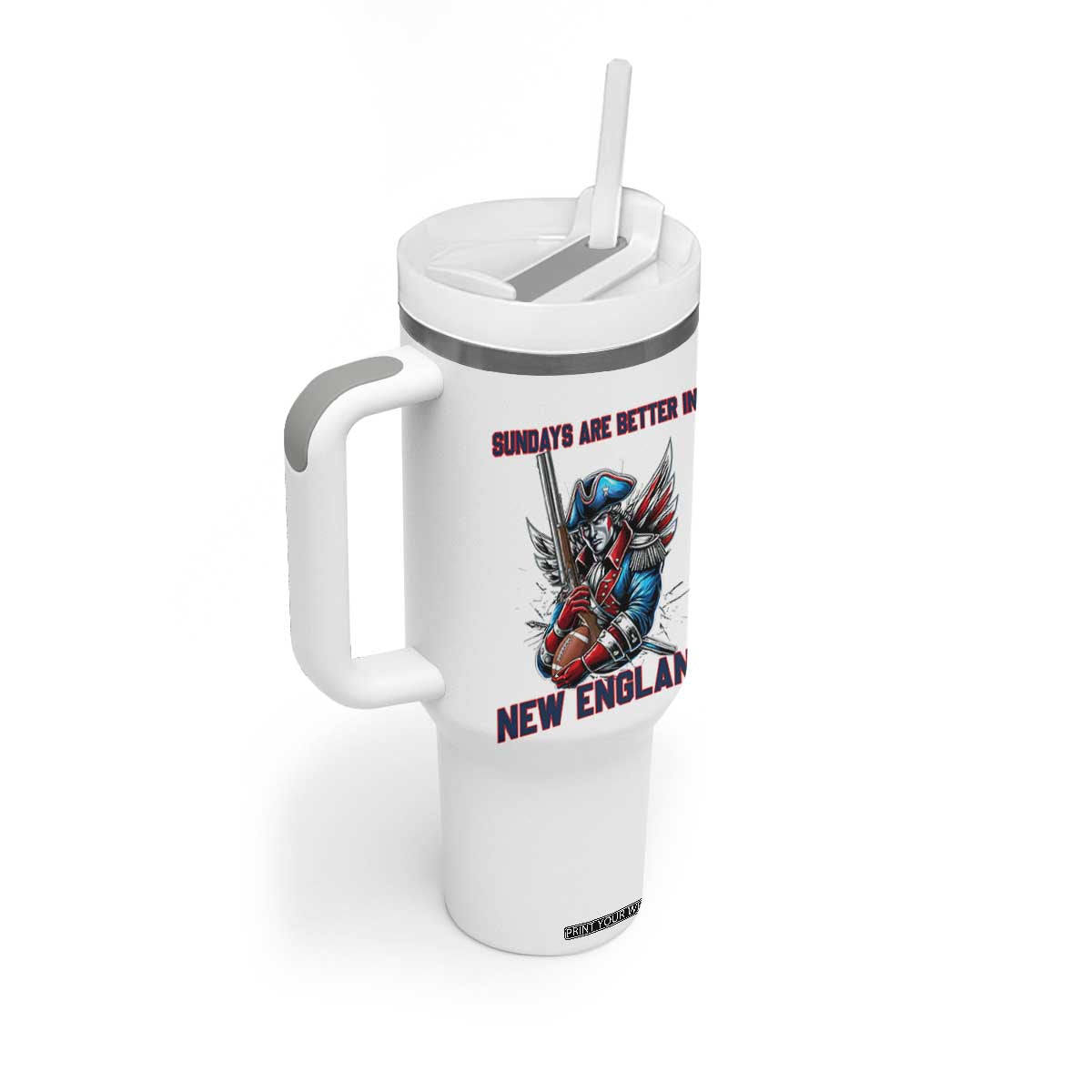 Funny George Washington Football Lover Gift Tumbler With Handle Sundays Are Better In New England TS12 Print Your Wear