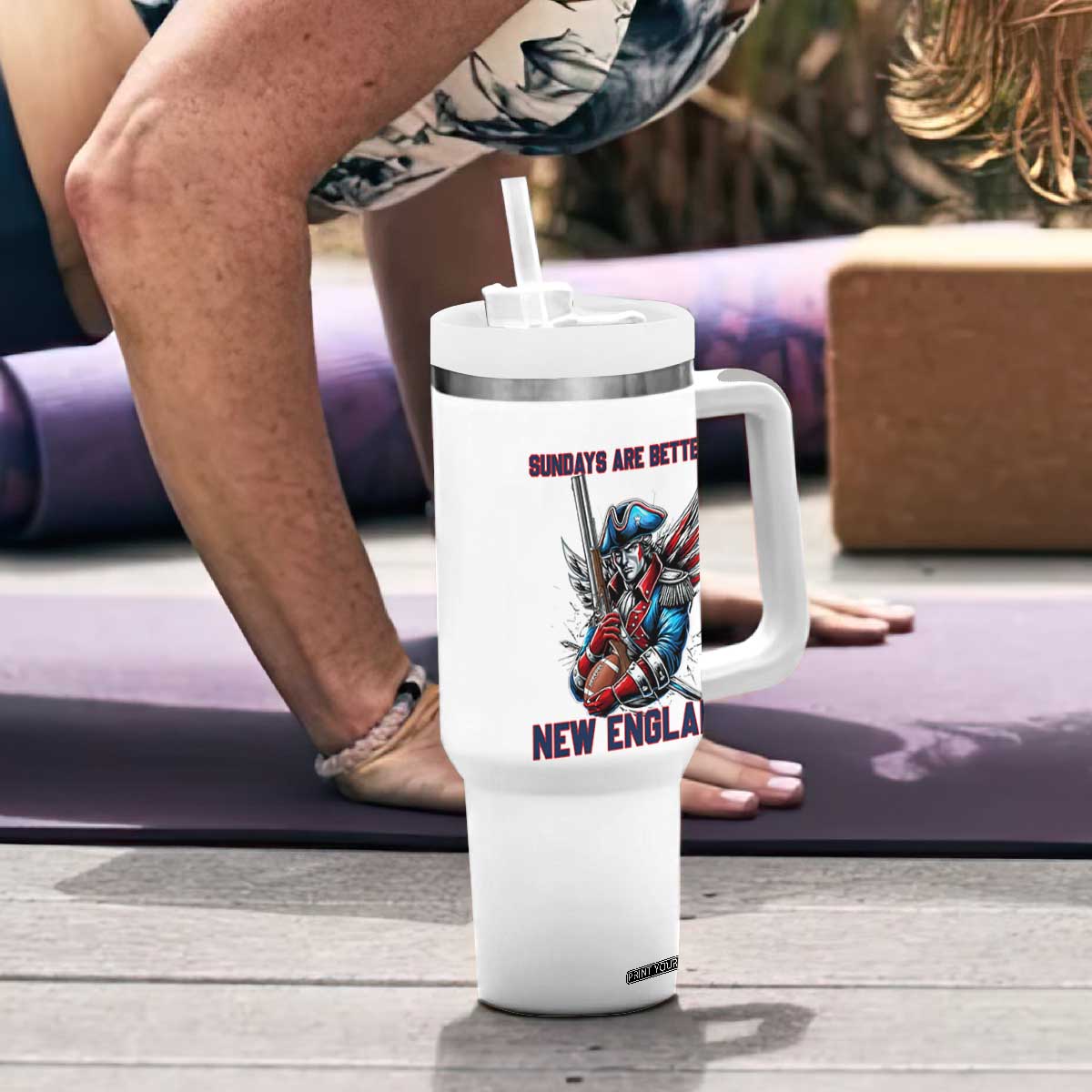 Funny George Washington Football Lover Gift Tumbler With Handle Sundays Are Better In New England TS12 Print Your Wear