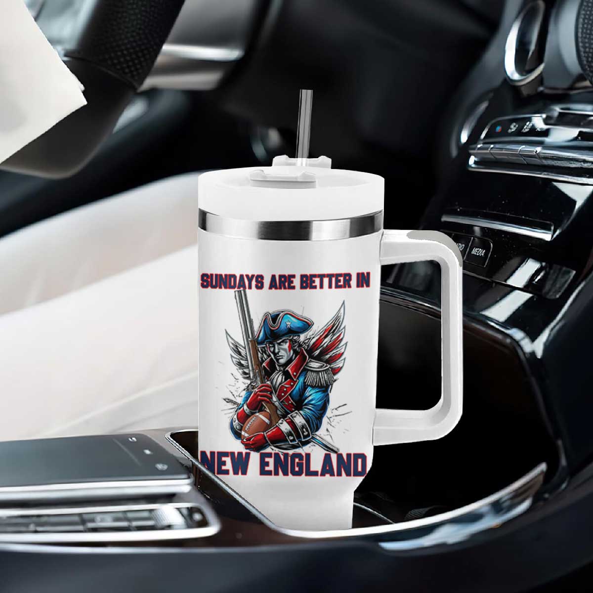 Funny George Washington Football Lover Gift Tumbler With Handle Sundays Are Better In New England TS12 Print Your Wear