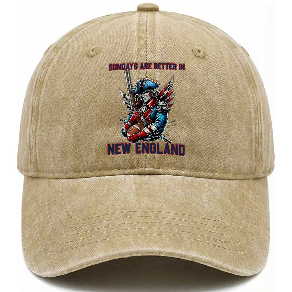 Funny George Washington Football Lover Gift Washed Cotton Baseball Cap Sundays Are Better In New England TS12 Print Your Wear
