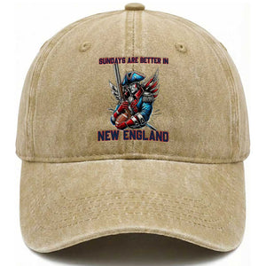 Funny George Washington Football Lover Gift Washed Cotton Baseball Cap Sundays Are Better In New England TS12 Print Your Wear