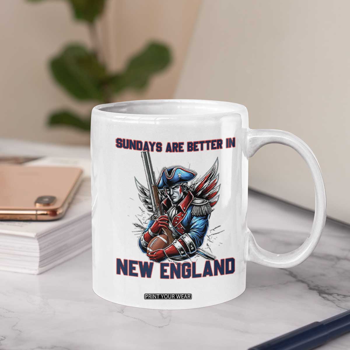 Funny George Washington Football Lover Gift Coffee Mug Sundays Are Better In New England TS12 Print Your Wear