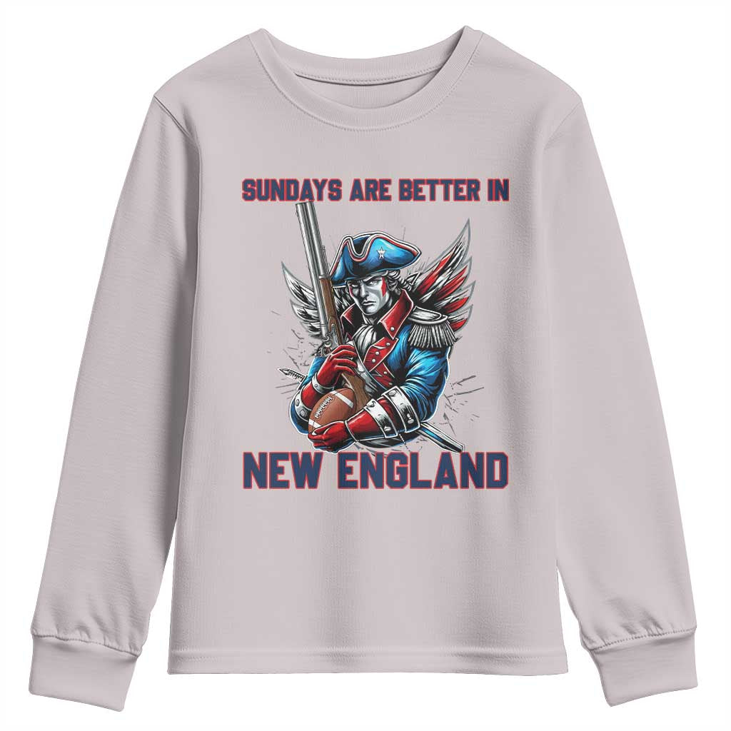 Funny George Washington Football Lover Gift Youth Sweatshirt Sundays Are Better In New England TS12 Ice Gray Print Your Wear