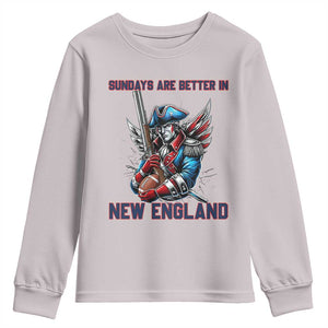 Funny George Washington Football Lover Gift Youth Sweatshirt Sundays Are Better In New England TS12 Ice Gray Print Your Wear