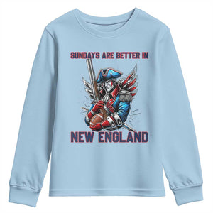 Funny George Washington Football Lover Gift Youth Sweatshirt Sundays Are Better In New England TS12 Light Blue Print Your Wear