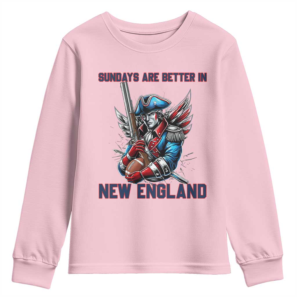 Funny George Washington Football Lover Gift Youth Sweatshirt Sundays Are Better In New England TS12 Light Pink Print Your Wear