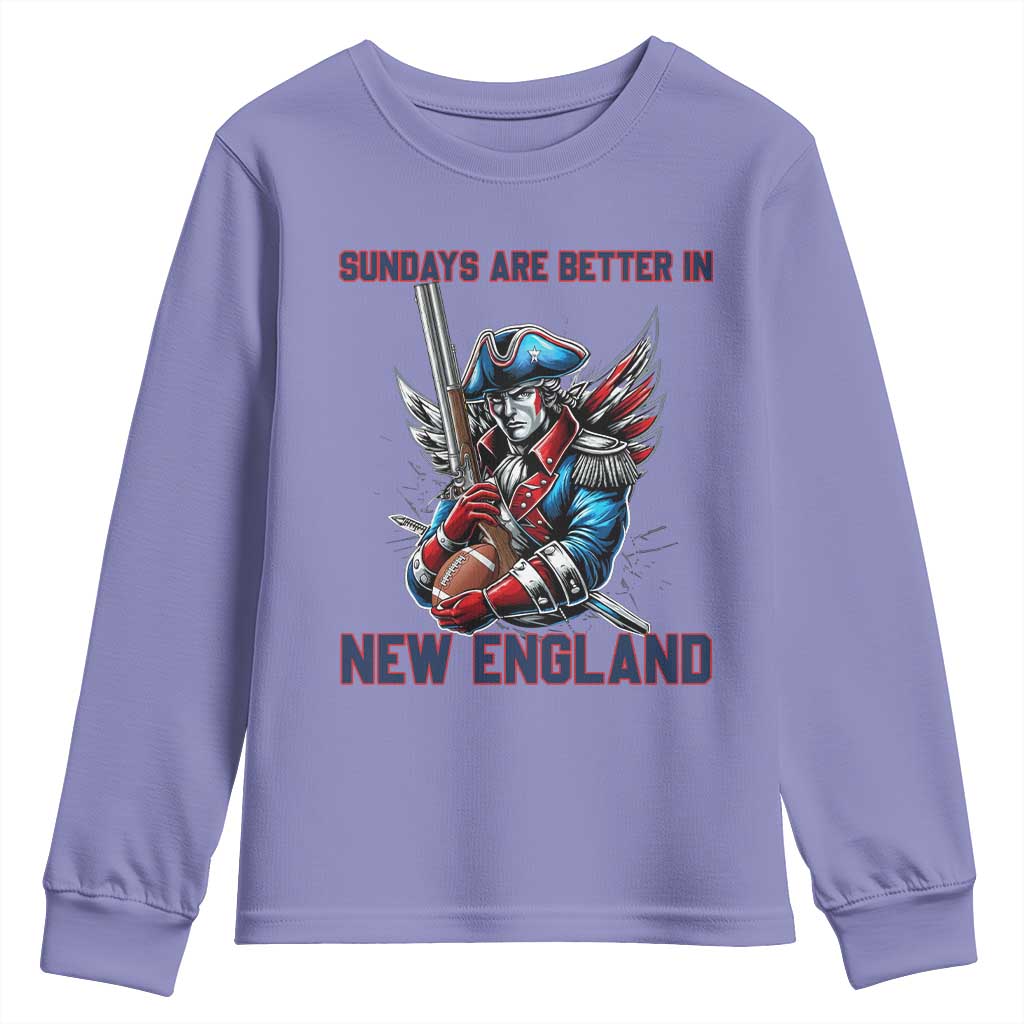 Funny George Washington Football Lover Gift Youth Sweatshirt Sundays Are Better In New England TS12 Violet Print Your Wear