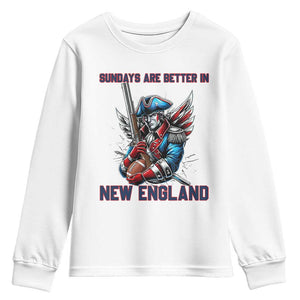 Funny George Washington Football Lover Gift Youth Sweatshirt Sundays Are Better In New England TS12 White Print Your Wear