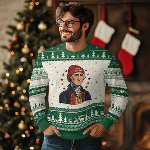 George Washington NE Football Fan Ugly Christmas Sweater Vintage Colonial Gift TS12 Beige Green Print Your Wear